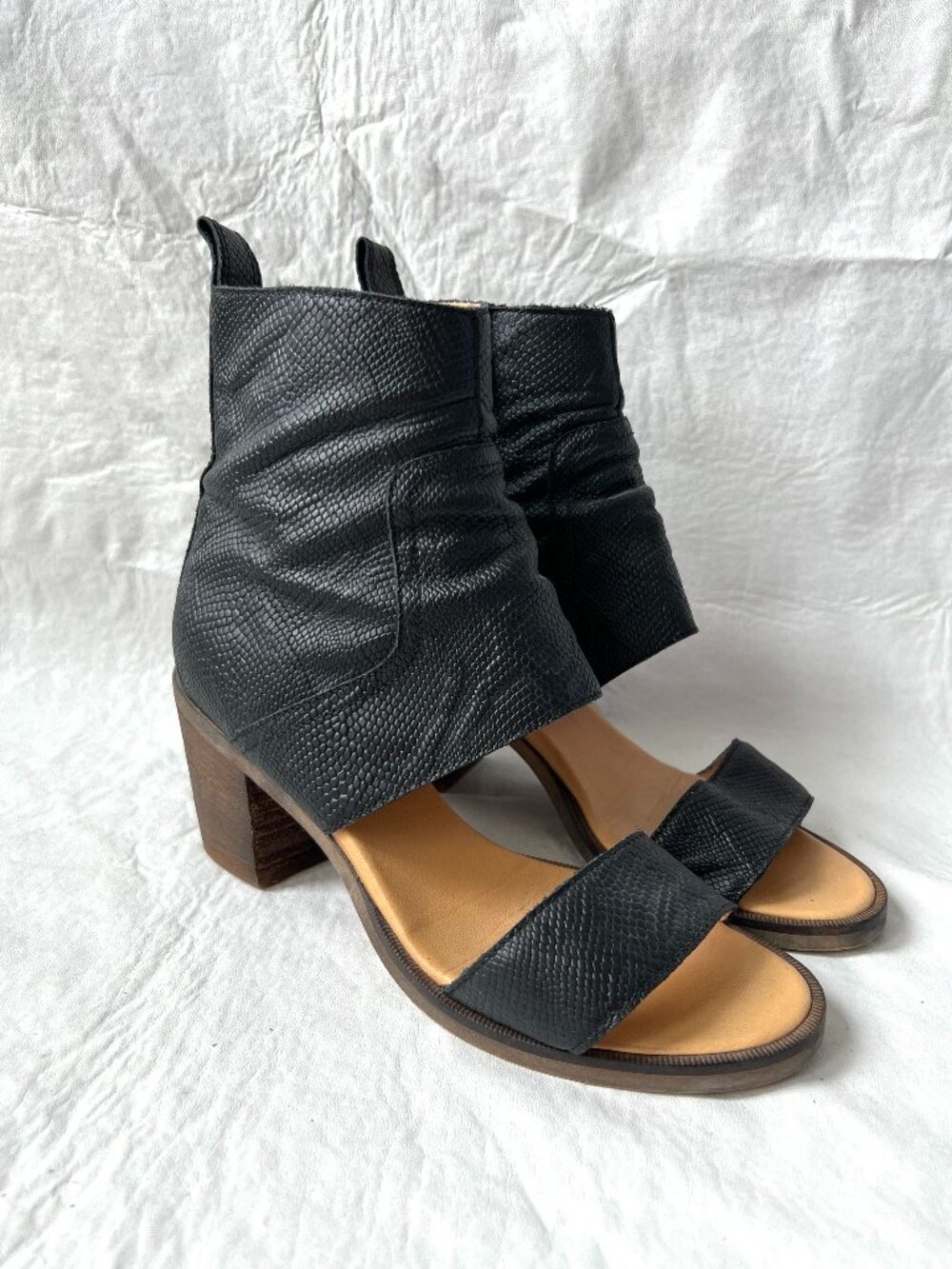 MM6 Maison Margiela sandal boots black leather 38.5 8.5 block high heel snake